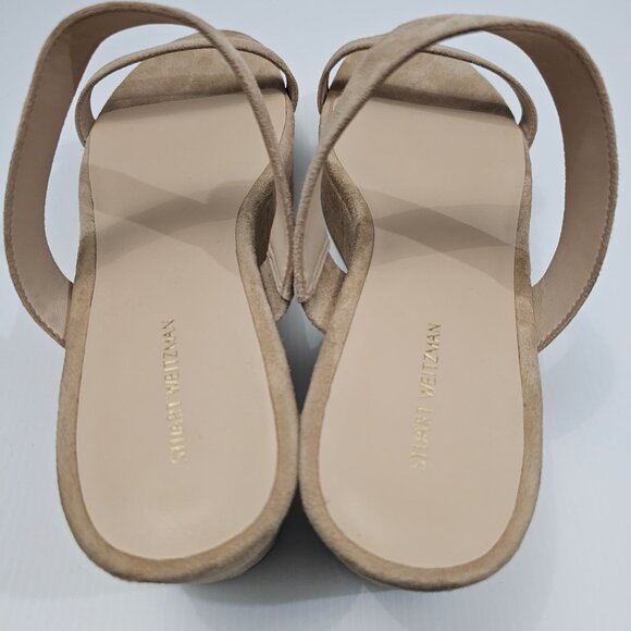 NEW Stuart Weitzman Boardwalk 65 Wedge Sandal Platform Sandalwood Tan Suede 11 - Picture 9 of 13